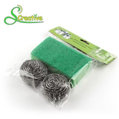 China Stainless Steel 410/430 Metal Scrub Pad , Kitchen Abrasive Stainless Steel Scouring Ball for sale