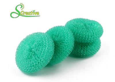 China PP Plastic Mesh Scourer Round Ball , Plastic Pan Scourers Anti Bacterial Effect for sale