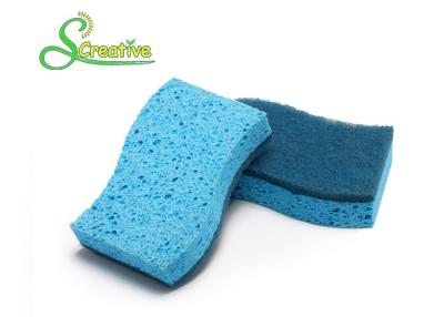 China Abrasive Cellulose Cleansing Sponges With Scouring Pad For Remove Greasy Dirty for sale