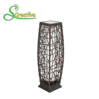 China Waterproof Rattan Outdoor Solar Lights , Tall Wicker Solar Floor Lamp With Battery for sale