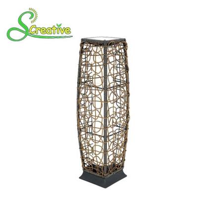 China Romantic Outdoor Rattan Solar Garden Lights Floor Lamp With Polysilicon Solar Panel for sale