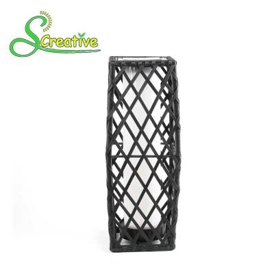 China Garden Patio Rattan Solar Post Lights , Wicker Outdoor Solar Lights LED Powered for sale