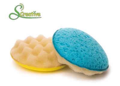 China Round Seaweed Porous Car Polish Sponge / Auto Detailing Sponges Non Scratch for sale