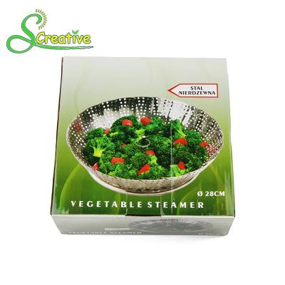 China Stackable Collapsible Stainless Steel Vegetable Steamer Basket Insert Food Grade for sale