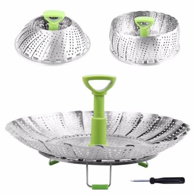 China Folding SS Stainless Steel Steamer Basket For Food Fruit Vegetable Storage for sale