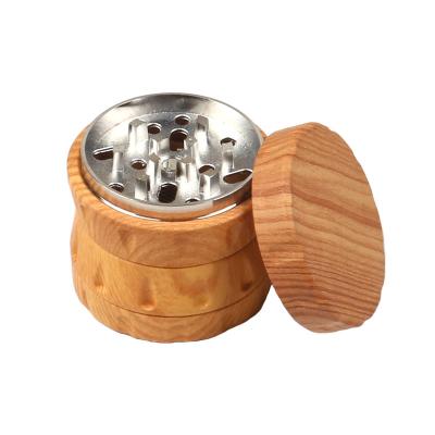 China Windproof Grinder Manufacturer Wholesale Custom Wood Zinc Herb Grinder 2.4 Inch Diamond Teeth Wooden Herb Grinder for sale