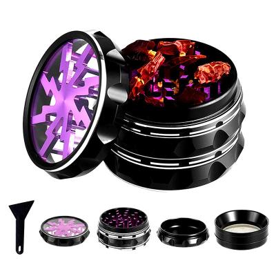 China Windproof Grinder Mechanical Burnisher Aluminum Window Custom Grinders 4 Seat Smoking Herb Grinder Custom Logo for sale