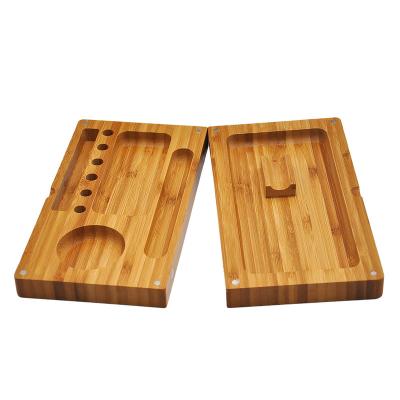 China Bamboo Rolling Tray Set With Magnetic Lid, Flip Style Rolling Trays Custom for sale