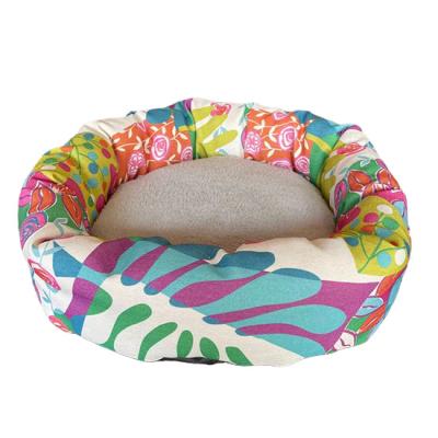 China Breathable Canvas Square Pet Bed Dog Beds Printed Eco Friendly Soothing Pet Bes for sale