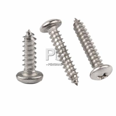 China A2-70 PA 304 Stainless Steel Self Tapping Plate Screw Round Cross Head Tip Shank for sale