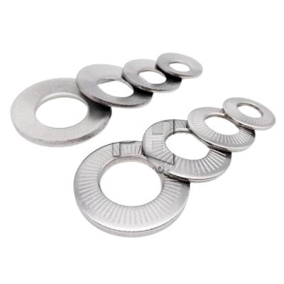 China Custom M3 M4 M5 M6 M8 M10 M12 M16 NFE25-511 A2 304 Stainless Steel Disc Brake Washer Custom Spring Serrated Tapered Knurled Elastic Pad for sale