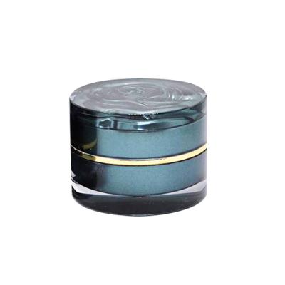 China High End Cosmetic Containers 10g Blue Rose Fancy Acrylic Plastic Cream Jar For Face Cream for sale