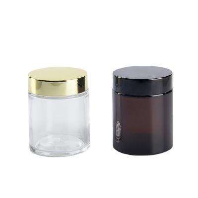 China High Grade Cosmetic Jar 100g Transparent Amber Glass Skin Cream Glass Jar For Skin Care Cream for sale