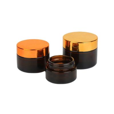 China Wholesale Luxury Amber Glass Eye Cream Containers 20g 30g 50g Cosmetic Glass Cream Jar For Face Eye Cream for sale