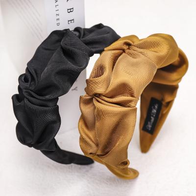 China Korean pure fabric flower bud color wide edge pleated hair band fairy temperament pressed hair band for sale