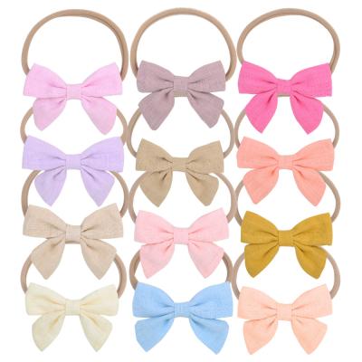 China Popular Bamboo Super Soft Cotton Bow Hairband Baby Solid Color Headband Kids Cotton Headband Hair Accessories for sale