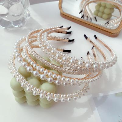 China Decorate New Women's Elegant Pearls Full Simple Headbands Party Wedding Soft Hair Ornament Headband Hair Circles Shape Hair Accessories for sale