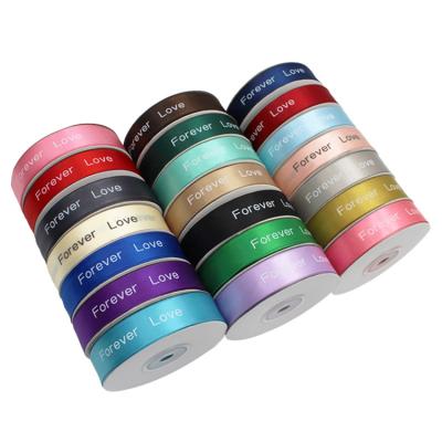 China 2020 Hot Selling Double Face Printing High-end Love Forever Bouquet Gift Wrap Decoration Ribbon Flower Ribbon for sale