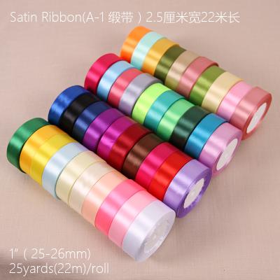 China Hot Sale 25mm Bright Color Stability Satin Ribbon White Supplier Made In China for sale