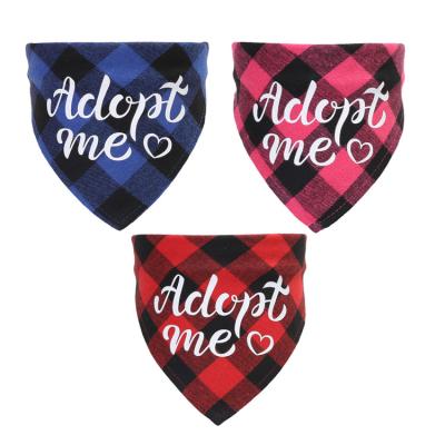 China Viable Cheap Cats Dog Saliva Outdoor Towel Red Classic Plaid Funny Prints Adopt Pet Triangle Neck Scarf for sale