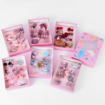 China Fashionable Cute 10 Pcs/Box Kids Hair Accessories Sets For Girls Lovely Hair Bows Clips Sets With Gift Box for sale