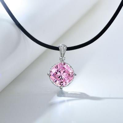 China FASHIONABLE Jewelry Diamond Pendant Necklace For Women 925 High Carbon Rose Delicate Sparkling Silver Scarf for sale