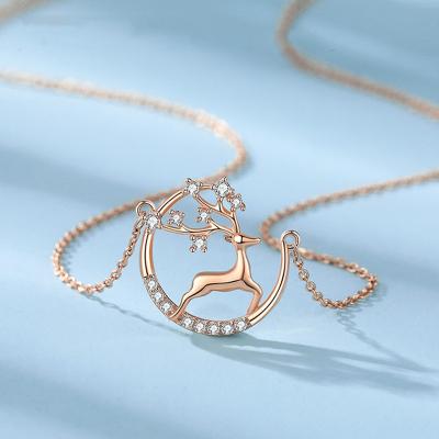 China Hip Hop S925 Sterling Silver A Deer Has Your Collarbone Female Chain Elk Clavicle Christmas Ornaments for sale