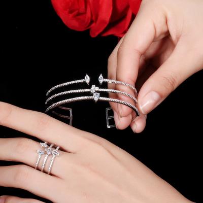 China Hiphop Fashion Jewelry Set Simple Exquisite Ring Jewelry Cubic Zirconia Jewelry Women Bracelet Bangle Set for sale