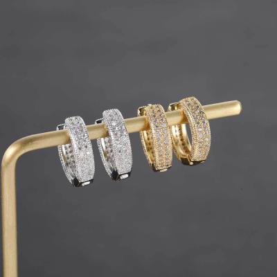 China Hip Hop/Sporty Jewelry 18K Gold Plated Diamond CZ Circle Earring Fashion Stud Earrings For Man for sale