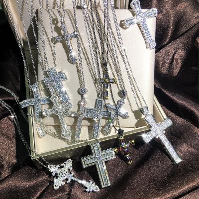 China FASHIONABLE Hip Hop Jewelry Iced Out Pendant Necklace Custom Punk CZ Zirconia Cross Necklace Charm for sale