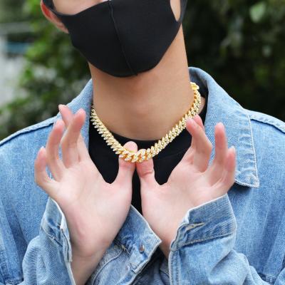 China Men's Fashion Accessories Thick Millimeter Diamond Encrusted Alloy Cuban Necklace Hip Hop 12 Hip Hop for sale