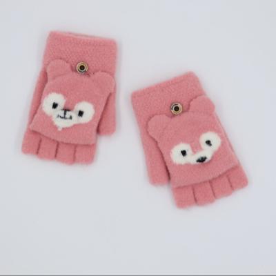 China Cute Winter Fashion Cartoon Children's Gloves Knitted Halter Gloves With Halter Children's Warm Plush Gloves for sale