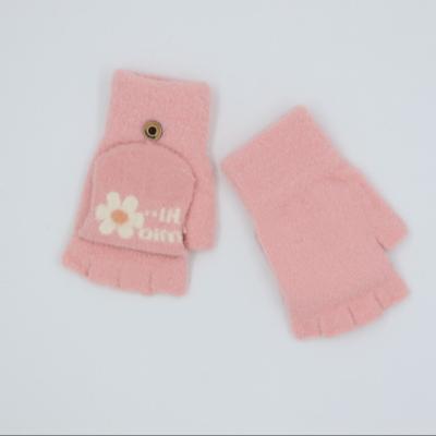 China Children Winter Clamshell Half Finger Winter Cute Cartoon Gloves Lovely Knitting Warm Mittens for sale