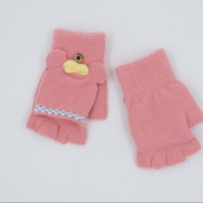 China Winter Coral Fleece Kids Warm Winter Gloves Thicken Baby Love Heart Plush Full Finger Mittens For 1-5Years Children for sale