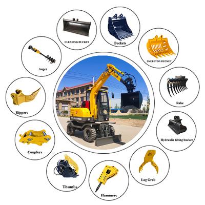 중국 Farms Shanding SD40W 4 Ton Micro Hydraulic Wheel Excavator Hammer Earth Displacement Digger 판매용