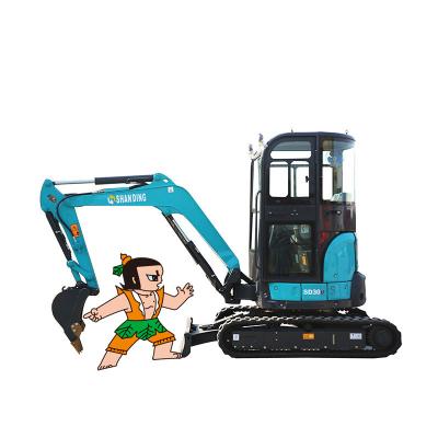 China Farms Shanding SD30U Perkins Engine Fully Hydraulic System 3t Mini Excavator With CE And EPA for sale