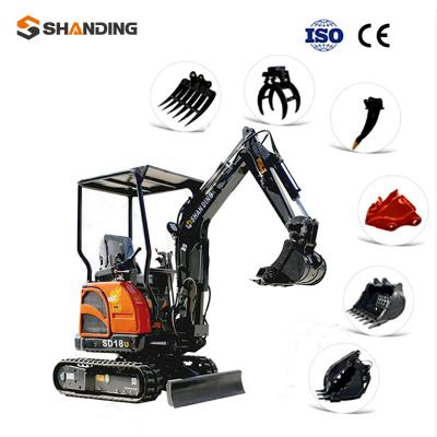 China Farms Shanding SD18U 1.8 TON Chinese Mini Excavator Crawler Digger Digger for sale