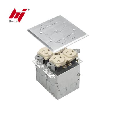 China Flip Lid Dual Series Flip Lid Floor Box With Two Receptacle Electric Outlet Cover for sale