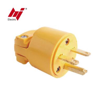 China Yellow Industrial American Standard 3Wire Straight 2 Pole Blade Ground Socket for sale