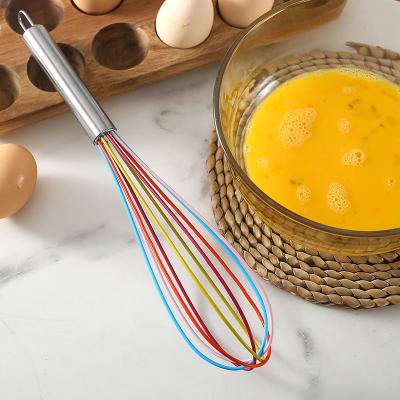 China Viable Multifunctional Kitchen Tool Non-stick Manual Rotary Mixer Silica Gel Egg Cooking Beater for sale