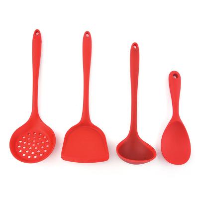 China Sustainable 4Pcs Set Kitchen Gadgets Slotted Pocket Spoon Rice Spoon Silicone Cookware Set for sale