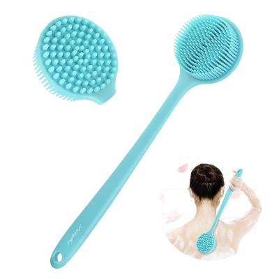 China Long handle silicone shower brush is suitable for skin exfoliating brush, body brush and back cleanser the joint for sale