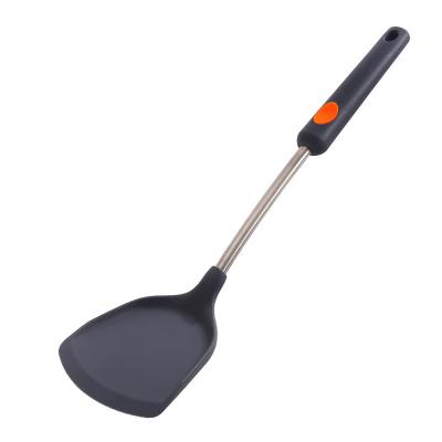 China Sustainable Quality Guaranteed 304 Stainless Steel Food Silicone Spatula For Cooking Frying Eggs for sale