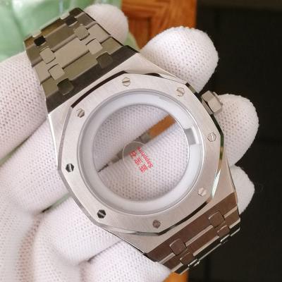 China Alarm Suit For 8215 Flat Case 42mm Stainless Steel Mirror Watch Case Strap Bezel For 8215 Movement Watches Accessories for sale