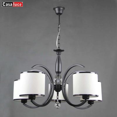 China Iron+fabric Lampshades E27 Well Painting Black Pendant Led Bulb Black And White Chandelier for sale