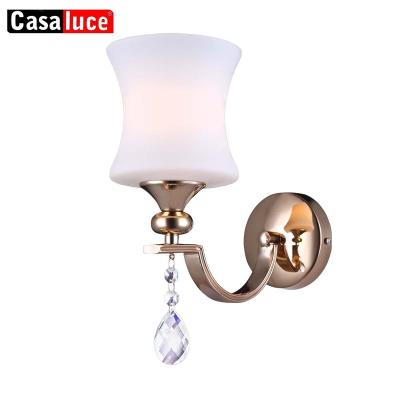 China Fancy iron led glass wall lamp good quality home and hotel decor wall light for sale