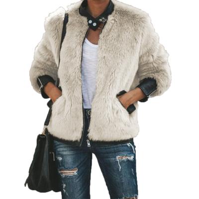 China Breathable Winter Patchwork Fur Integrated Zipper Thermal Cardigan Woolen Fashion Casual Loose Fit Ditch Coats for sale