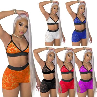 China Fashionable Sleeveless Head Crop Anti-pilling 2 Piece Set Women Sets Clothing Short Pants Two Piece Set for sale