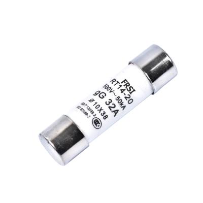 China RT14-20 10x38mm Porcelain Copper Cylindrical Fuse With Double Cap for sale