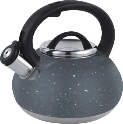 China Sustainable Silicon Handle Marble Coating Smart Stainless Steel Whistling Tea Kettle For All Stove Top for sale